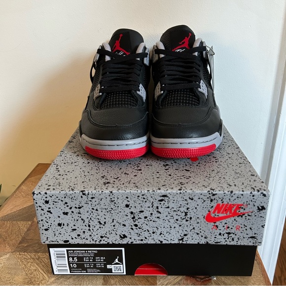 Nike Air Jordan 4 IV Retro Bred Reimagined Sz 8.5 Black Cement FV5029-006 NEW - Picture 2 of 9